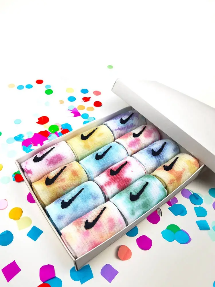 Подарунковий набір 12 пар тай-дай у коробці крутих шкарпеток найк - фото 1