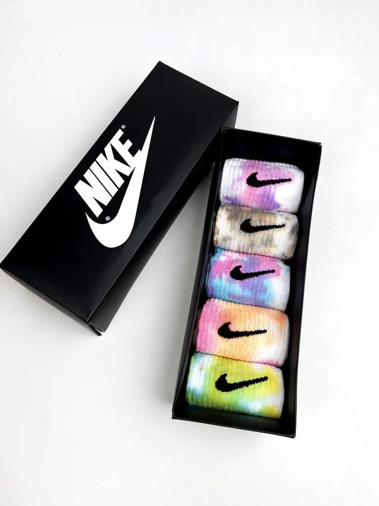Мега женский Набор в коробке 7 пар высокие носки Nike - Tie-Dye цветные - фото 1